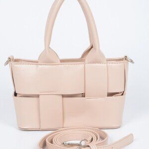 Faux Leather Braided Small Tote Bag